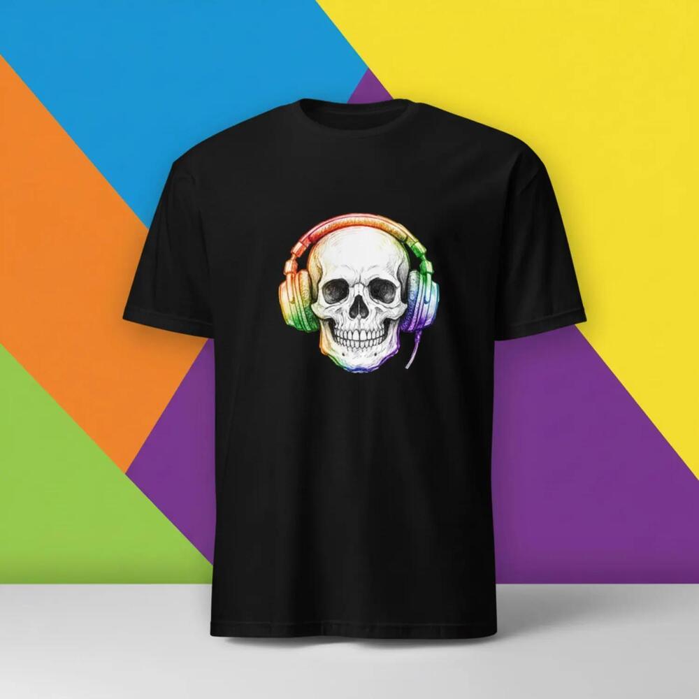 Skull Wearing Headphones Graphic TShirt Music Lover Gift Dj Skull Shirt